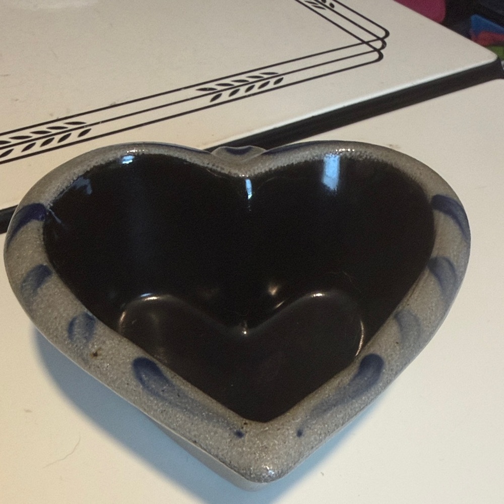 Rowe Pottery Works Heart-Shaped Handled Crock